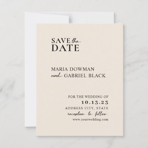 Modern simple beige Elegant typography wedding Sav Save The Date