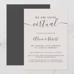Modern simple beige gray font virtual wedding invitation
