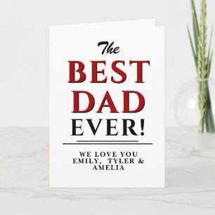 Modern Simple Best Dad Red Typography Father`s day Card