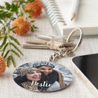 Modern Simple Best Friend Photo Bestie Keychain