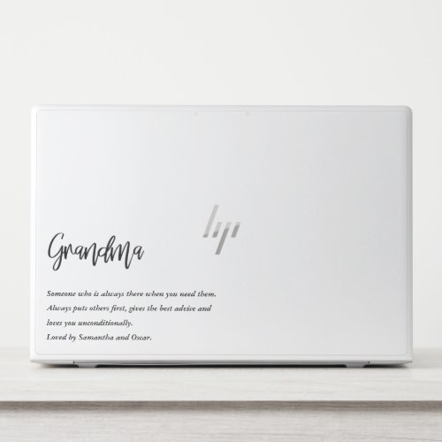 Modern Simple Best Grandma Ever Best Beauty Gift HP Laptop Skin