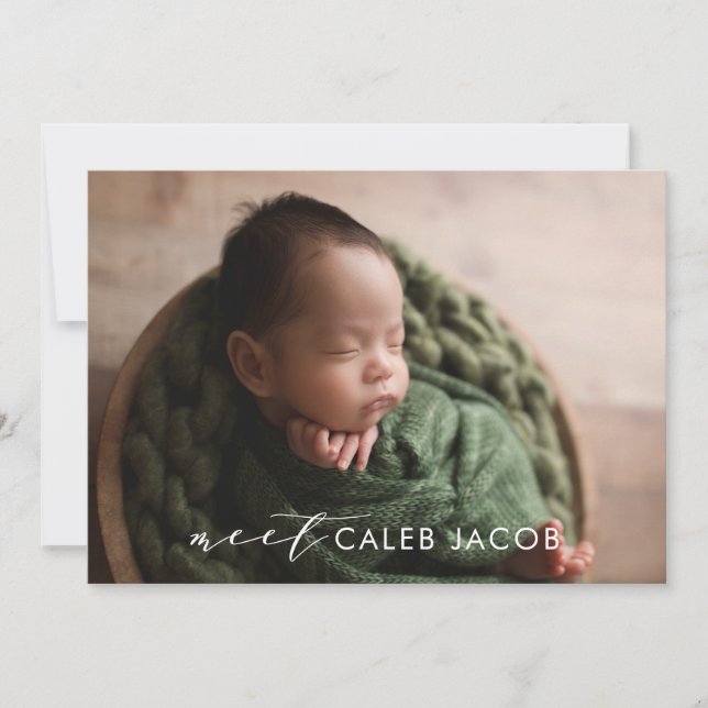 Modern Simple Big Photo Newborn Birth Announcement (Front)