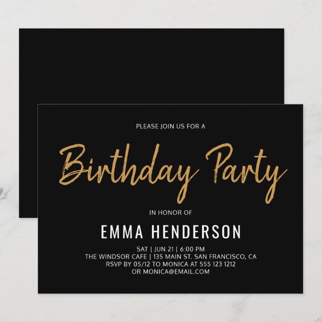 Modern Simple Birthday Party Invitation (Front/Back)