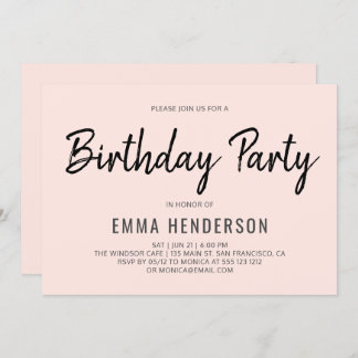 Modern Simple Birthday Party Invitation