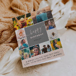 Modern simple birthday pink 10 photo collage grid card<br><div class="desc">Modern simple birthday pink 10 photo collage grid with pastel blush pink and gray editable colors and modern typography.</div>