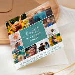 Modern simple birthday teal 10 photo collage grid card<br><div class="desc">Modern simple birthday teal green 10 photo collage grid with editable colors and modern typography.</div>