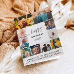 Modern simple birthday white 10 photo collage grid card<br><div class="desc">Modern simple birthday black on white 10 photo collage grid  and modern typography.</div>