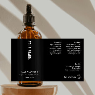 Modern Simple Black 4 OZ Cosmetic Bottle Label