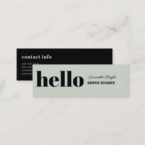 Modern Simple Black and Alabaster Hello  Business  Mini Business Card