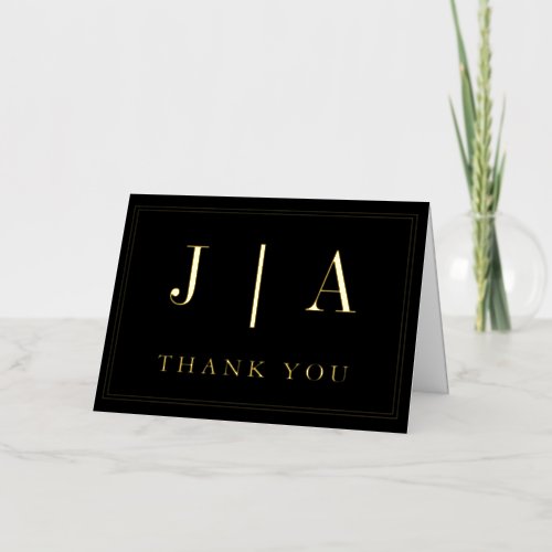 Modern Simple Black And Gold Wedding Monogram Foil Greeting Card