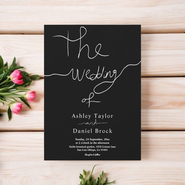 Modern Simple Black And White Calligraphy Wedding Invitation (Creator Uploaded)