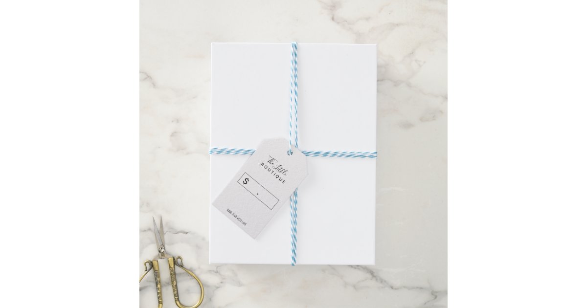 Modern simple black and white chic retail hang gift tags | Zazzle