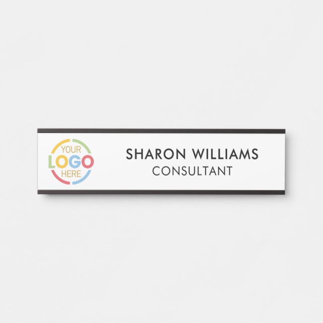 Modern Simple Black and White Custom Business Logo Door Sign (Front)
