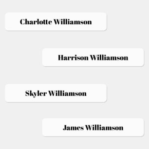 Modern simple black and white custom name clothing kids' labels