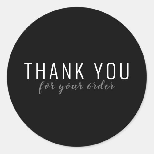 Modern Simple Black and White Customer Thank You Classic Round Sticker