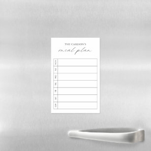 Modern Simple Black and White Elegant Meal Planner Magnetic Dry Erase Sheet