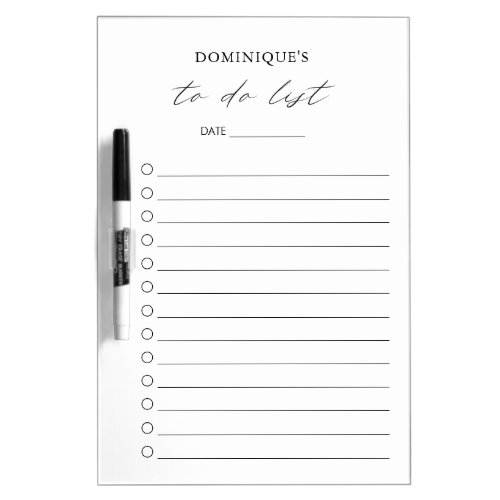 Modern Simple Black and White Elegant To Do List Dry Erase Board
