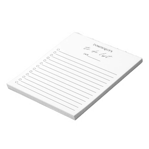 Modern Simple Black and White Elegant To Do List Notepad