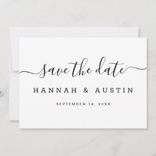 Modern Simple Black and White Elegant Wedding Save The Date