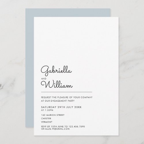 Modern Simple Black and White Engagement Party Invitation