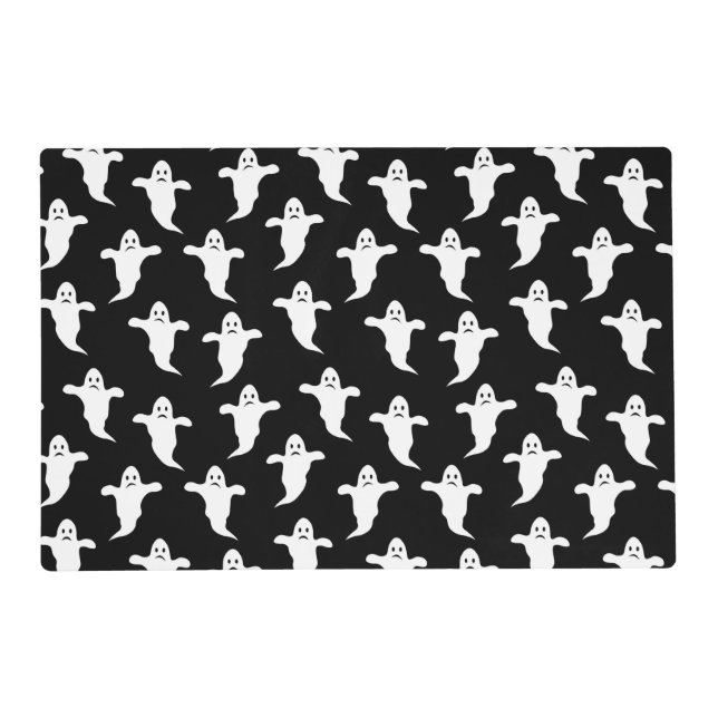 Modern Simple Black and White Ghosts Halloween Placemat (Front)
