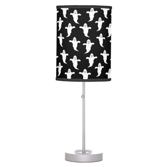 Modern Simple Black and White Ghosts Halloween Table Lamp (Front)