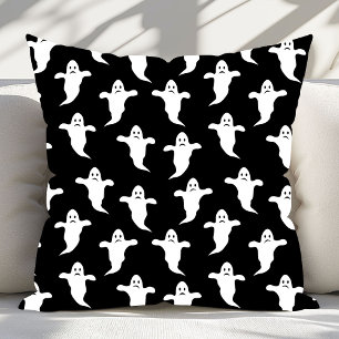 Modern Simple Black and White Ghosts Halloween Throw Pillow