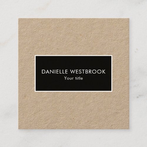 Modern Simple Black and White Kraft  Square Business Card