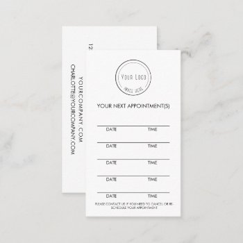 Modern Simple Black And White Minimalist Logo Appointment Card by CardStyle at Zazzle