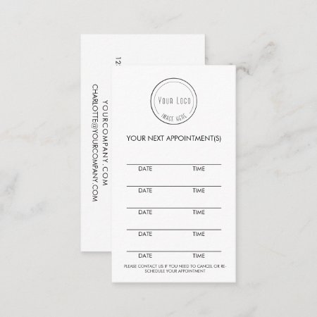 Modern Simple Black And White Minimalist Logo Appointment Card