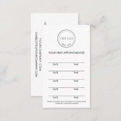 Modern simple black and white minimalist logo appointment card