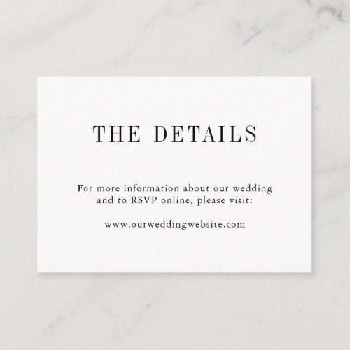 Modern Simple Black And White Monogram Wedding Enclosure Card