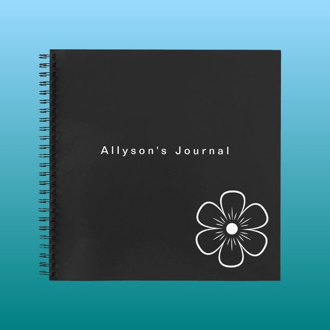 Modern Simple Black and White Monogrammed Notebook (Creator Uploaded)