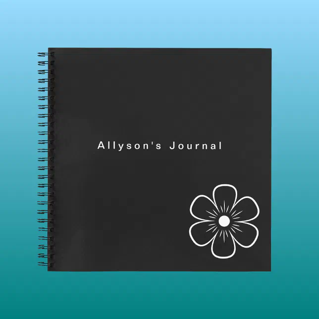 Modern Simple Black and White Monogrammed Notebook | Zazzle