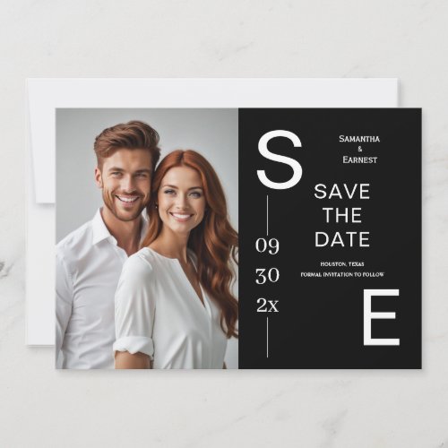 Modern Simple Black and White QR Code Photo Save The Date