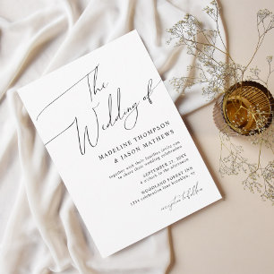 Modern Simple Black and White Script The Wedding Invitation