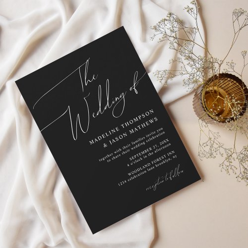 Modern Simple Black and White Script The Wedding Invitation