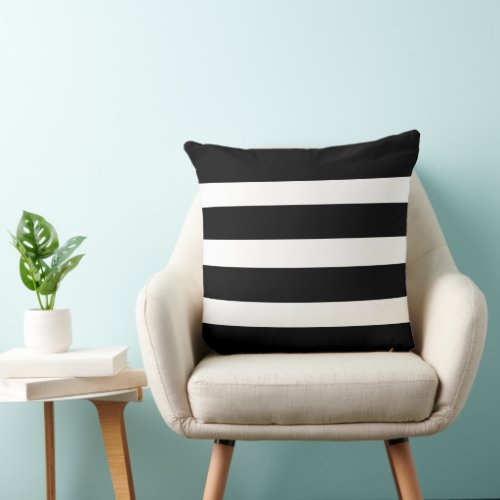 Modern simple black and white stripes  throw pillow