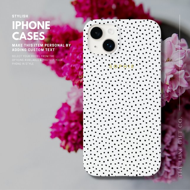 Modern Simple Black and White Tiny Polka Dot Case-Mate iPhone Case (Creator Uploaded)