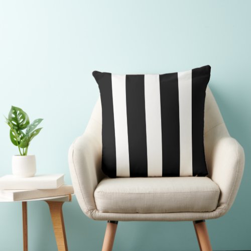 Modern simple black and white vertical stripes  throw pillow