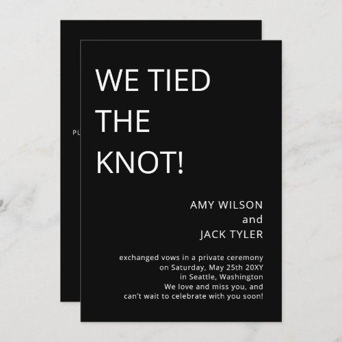 Modern Simple Black and White Wedding Announcement