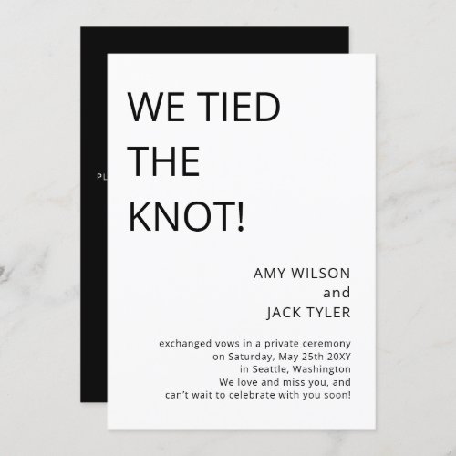 Modern Simple Black and White Wedding Announcement