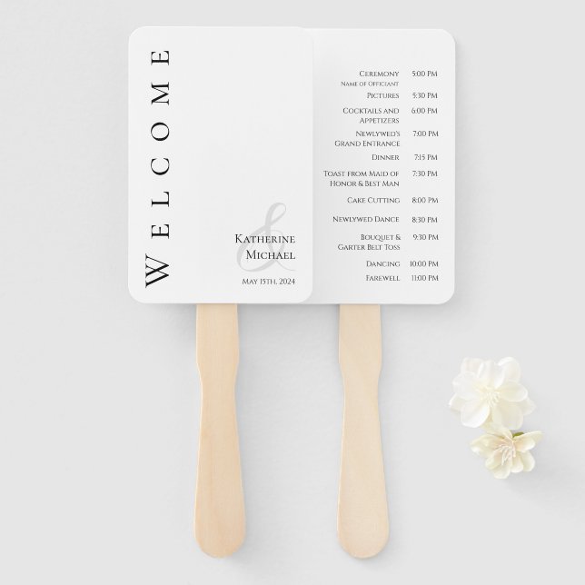 Modern Simple Black and White-Wedding- Hand Fan (Front and Back)