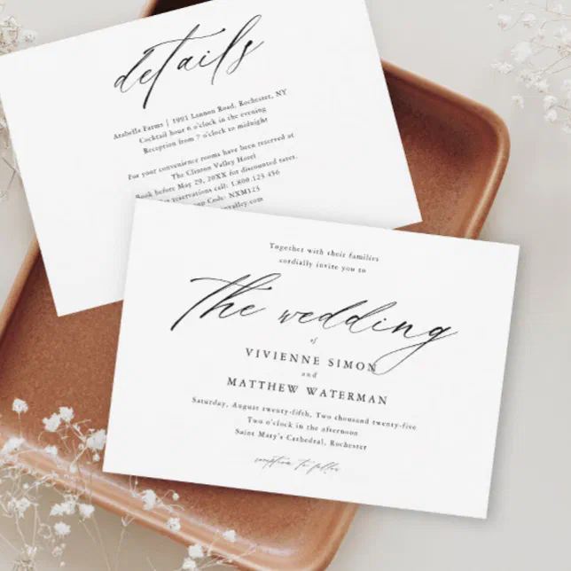 Modern Simple Black and White Wedding Invitation | Zazzle