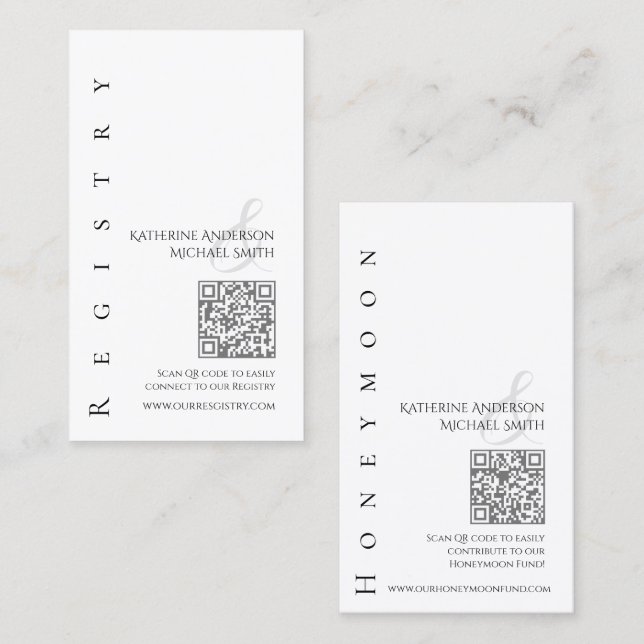 Modern Simple Black and White--Wedding Registry- Business Card (Front/Back)