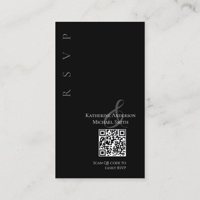 Modern Simple Black and White--Wedding RSVP Business Card (Back)
