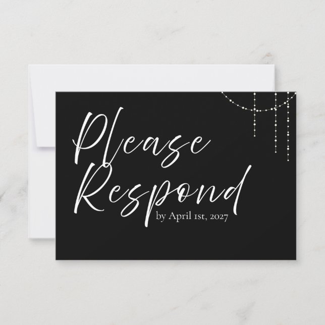 Modern Simple Black and White Wedding RSVP Card  (Front)