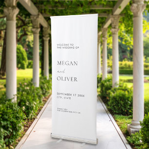 Modern Simple Black and White Wedding Welcome Retractable Banner