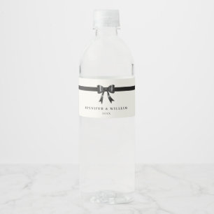 Modern Simple Black Bow Personalized water bottle  Label