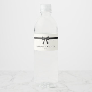 Modern Simple Black Bow Personalized water bottle Water Bottle Label